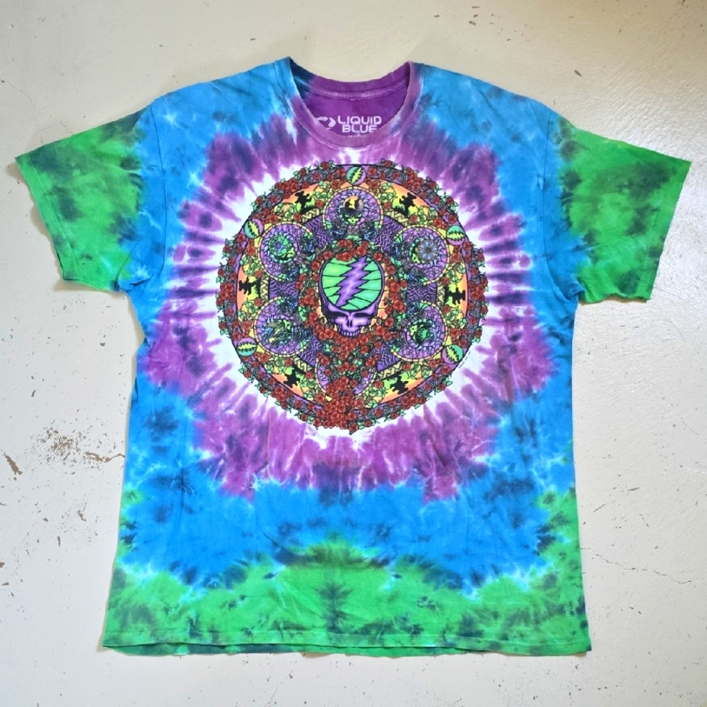 Y2K Grateful Dead Tie Dye Liquid Blue Shirt Size XL